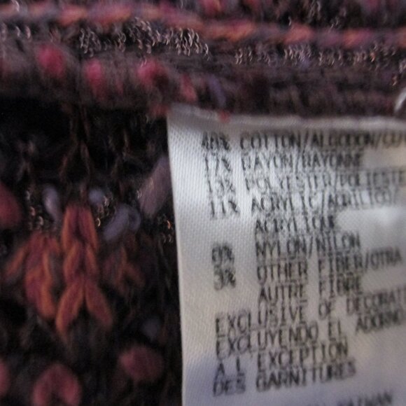 Sigrid Olsen Women's Multicolored Fringe Trimmed Metalic Knit Long Sleeve  Sz S - Picture 9 of 10